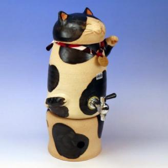 焜清窯　常滑焼焼酎サーバー 招き猫　黒猫