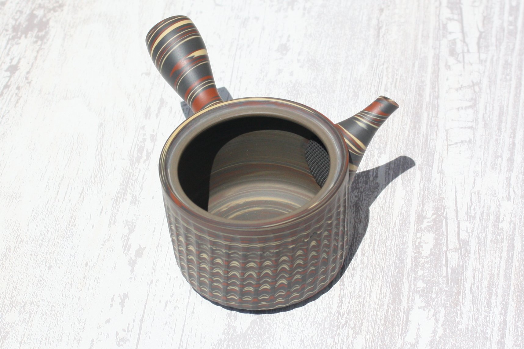  常滑焼　陶仙窯　練込切立型急須　セラメッシュ（陶製茶こし）| 常滑焼 急須 シンプルデザイン おしゃれ 焼き物 特産品 贈り物 プレゼント とこ販 茶器 和食器 陶器 陶磁器 ティーポット キッチン用品 キッチン雑貨 日本製 食器 紅茶 日本茶 愛知県 常滑市