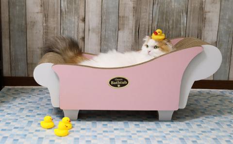 猫の爪とぎ　クラシックバスタブ（カラー：ピンク）