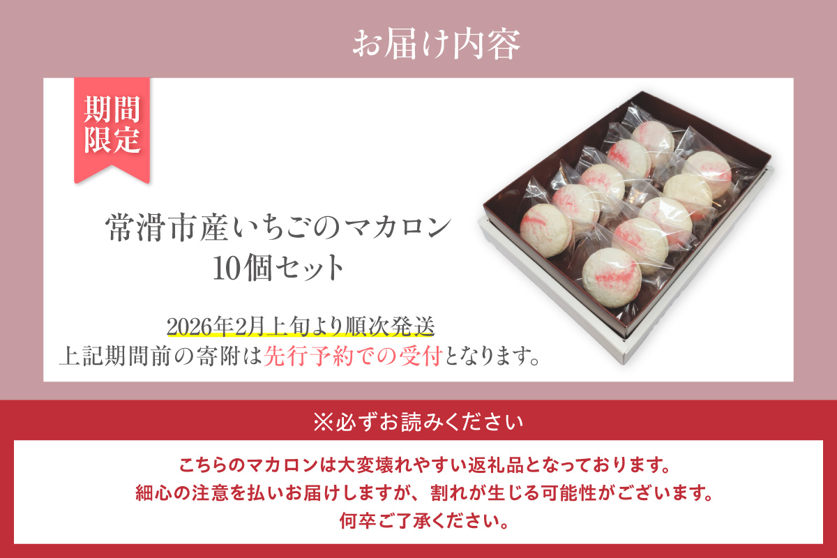 常滑いちごのマカロン10個セット | いちご 苺 ストロベリー マカロン お菓子 発酵 バター バタークリーム ご褒美 プレゼント 数量限定 パティスリーマージュ 愛知県 常滑市