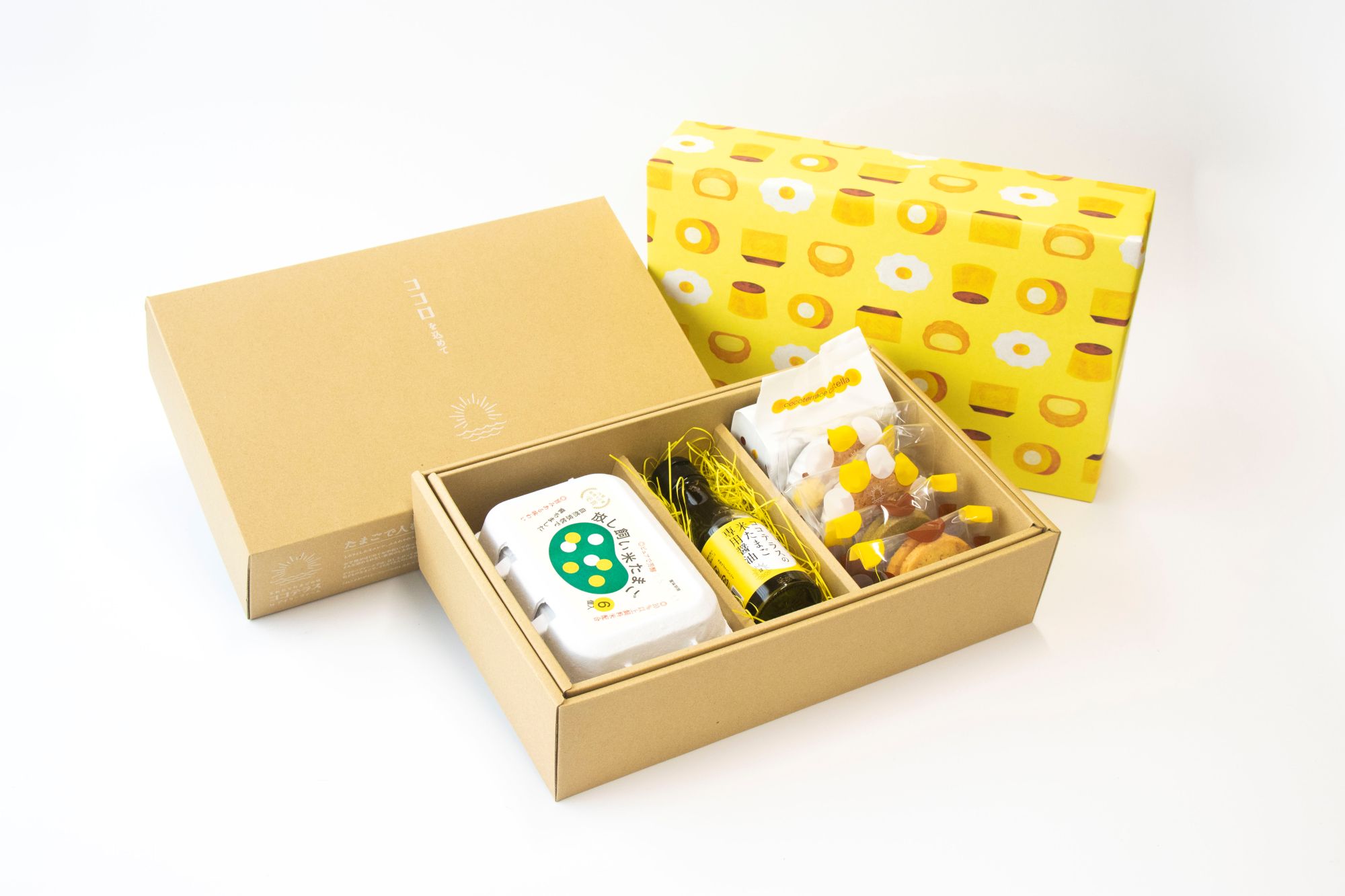 放し飼い米たまごのギフトセットB｜放し飼い米たまご マドレーヌ クッキー ましかくカステラ 醤油 たまご専用醤油 料理 タマゴ 卵 鶏卵 焼き菓子 洋菓子 グルメ スイーツ お取り寄せ 詰め合わせ ギフト 贈り物 プレゼント 愛知県 常滑市