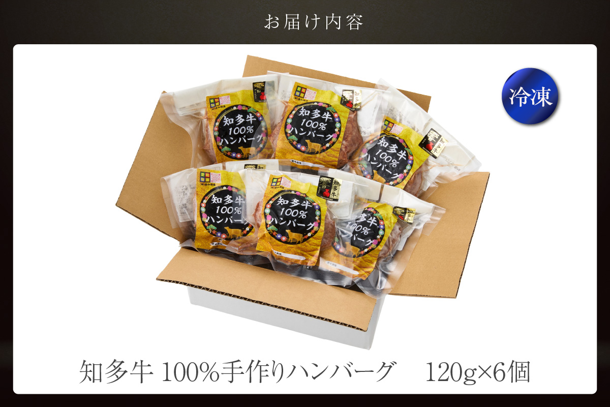 知多牛100％手作りハンバーグ　120g×6個入り 国産牛 牛肉 ハンバーグ 惣菜 肉汁たっぷり ブランド牛 グルメ 冷凍 簡単調理 煮込みハンバーグ デミグラスハンバーグ お取り寄せ 子供 人気 愛知県 常滑市