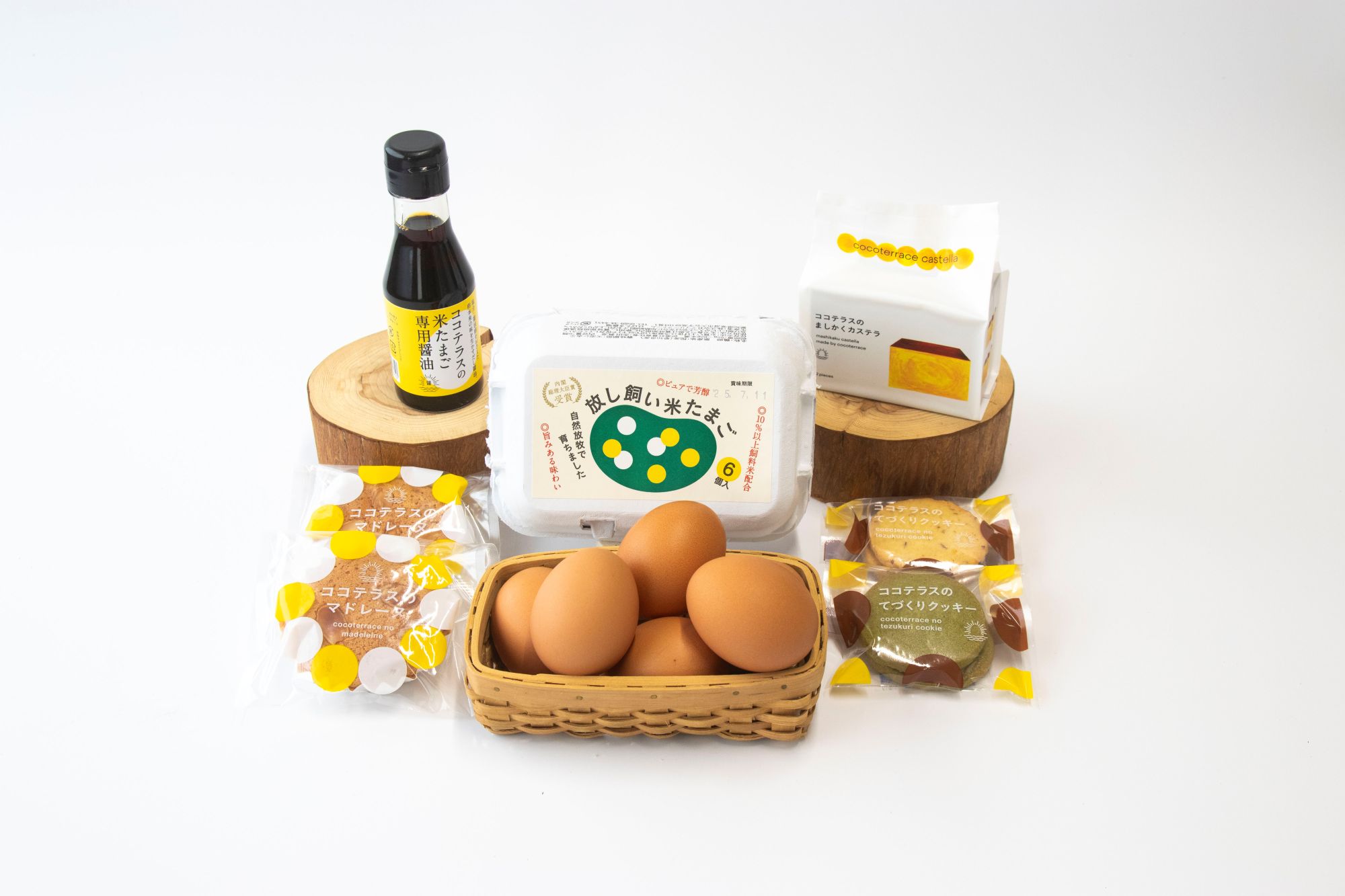 放し飼い米たまごのギフトセットB｜放し飼い米たまご マドレーヌ クッキー ましかくカステラ 醤油 たまご専用醤油 料理 タマゴ 卵 鶏卵 焼き菓子 洋菓子 グルメ スイーツ お取り寄せ 詰め合わせ ギフト 贈り物 プレゼント 愛知県 常滑市