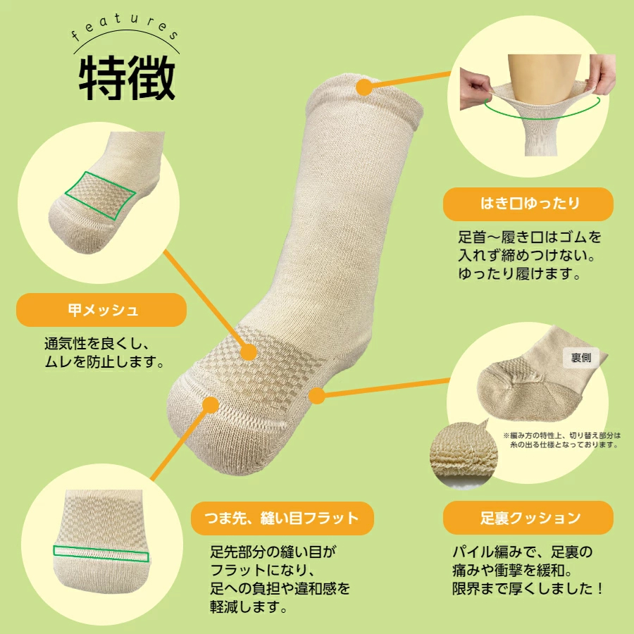 糖尿病用靴下「らくした切断用１枚入」