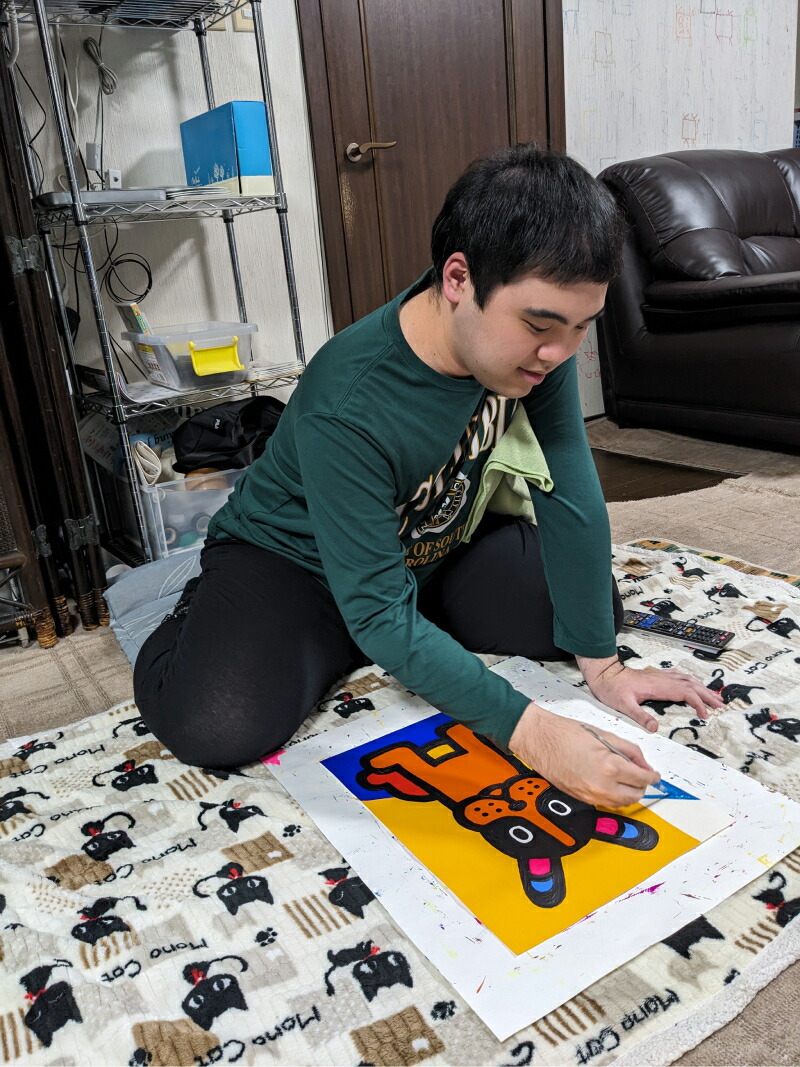 絵画「フレブルスター」小牧市制70周年記念 絵画 フレブルスター 小牧市制 70周年 記念 画家 アーティスト 奥山優 作品 フレンチブルドッグ ポップ カラフル キュート アニマルモチーフ アート 絵 インテリア お取り寄せ 愛知県 小牧市 送料無料