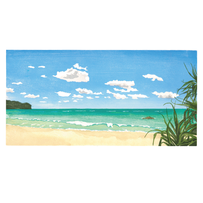 版画「沖縄の海」 版画 沖縄の海 額装 絵画 木版画家 陶山 俊一 小牧市