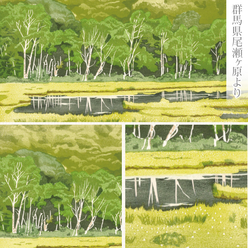 版画「白樺のある風景」 版画 白樺のある風景 額装 絵画 木版画家 陶山 俊一 小牧市在住 群馬県 尾瀬ヶ原 日本 自然 風景 木版画 アート作品 インテリア 壁掛け 美術品 工芸品 風景画 自然画 愛知県 小牧市 送料無料