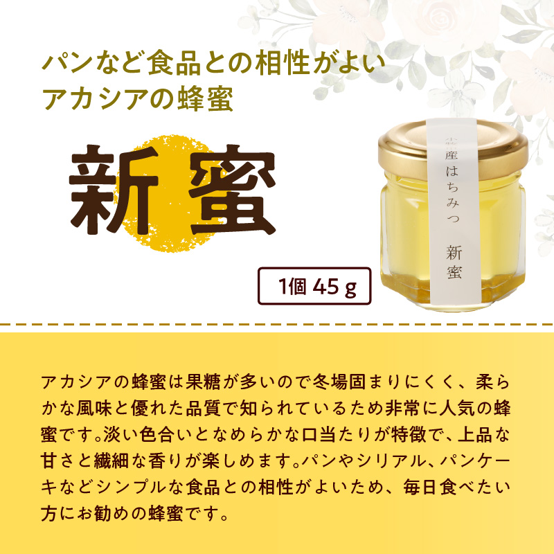 ＜国産＞桃蜜・新蜜・極み 食べ比べ　桃畑で作った完熟非加熱はちみつ（45g×3個）【愛知県小牧市】