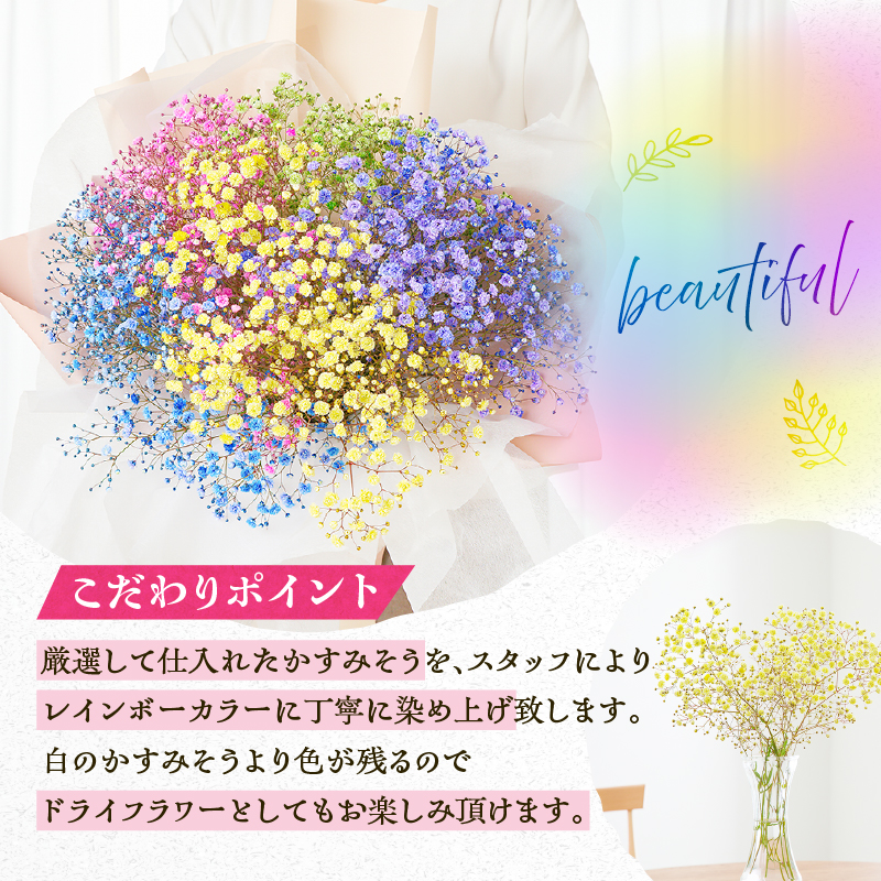 【佳花園】レインボーかすみそう 花束