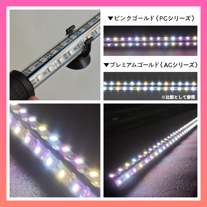 金龍の鱗を美しく照らす!ピンクゴールドの水中アロワナライト|PG120-EX 金龍 ピンクゴールド 照射 水中 アロワナ 水槽ライト テンニングライト LED ライト 照明 水中照明 光 綺麗 美観 強化ガラス 耐久性 1年保証 吸盤 簡単 設置 でんらい インテリア 雑貨 愛知県 小牧市 送料無料