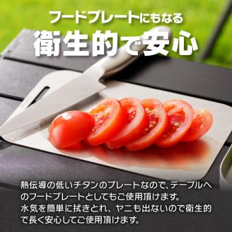 鍛冶屋の頓珍漢 ラージ メスティンサイズ チタン カッティングボード まな板 フードプレート 軽量 コンパクト キャンプ 登山 釣り アウトドア 純国産 衛生的 収納 お取り寄せ 送料無料