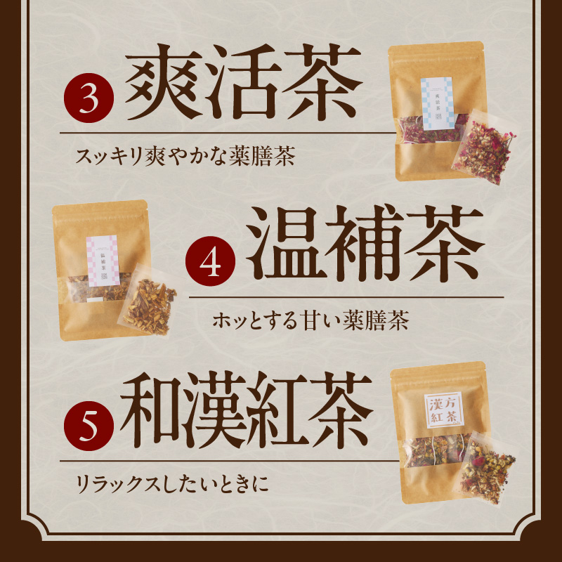 草漢堂の健康茶 詰合せセット　健康茶 爽活茶 はとむぎ茶 温補茶 健食茶 和漢紅茶 お茶