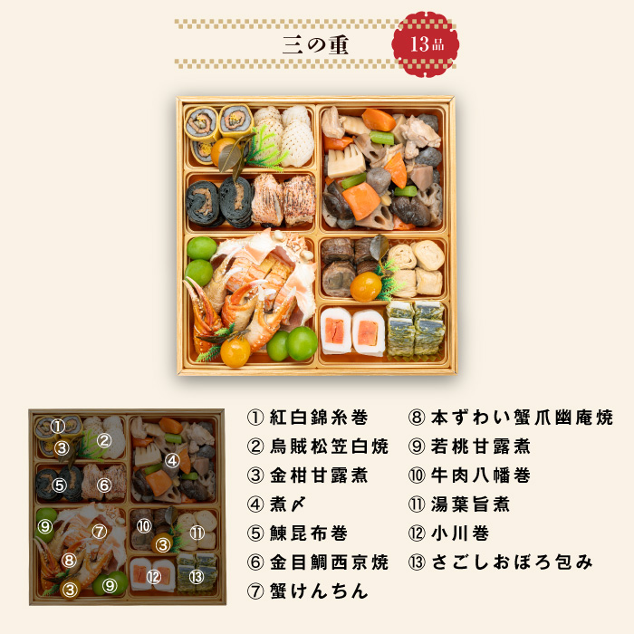 千賀屋謹製 2026年 迎春おせち料理 「慶壽」和風三段重 4～5人前 全41品　冷蔵