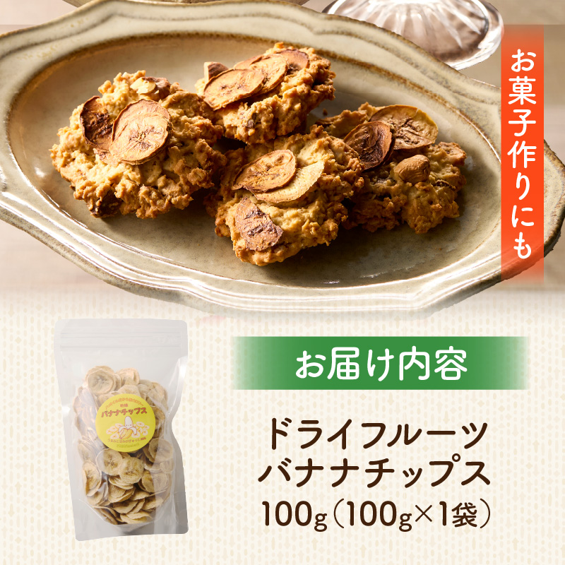 ノンオイル乾燥バナナ 100g(100g×1袋) ノンオイル 乾燥 バナナ 100g 油不使用 砂糖不使用 甘味 低カロリー 保存に便利 チャック付き ドライフルーツ ヨーグルト アイスクリーム トッピング 焼き菓子 おやつ 愛知県 小牧市 送料無料