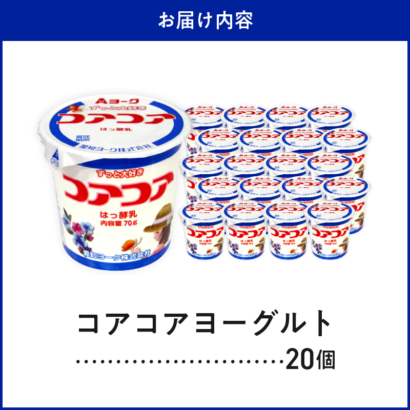 愛知ヨーク　コアコアヨーグルト　20個入　ヨーグルト デザート 健康 給食 保育園 幼稚園 小学校 中学校 支援学校 病院 高齢者施設