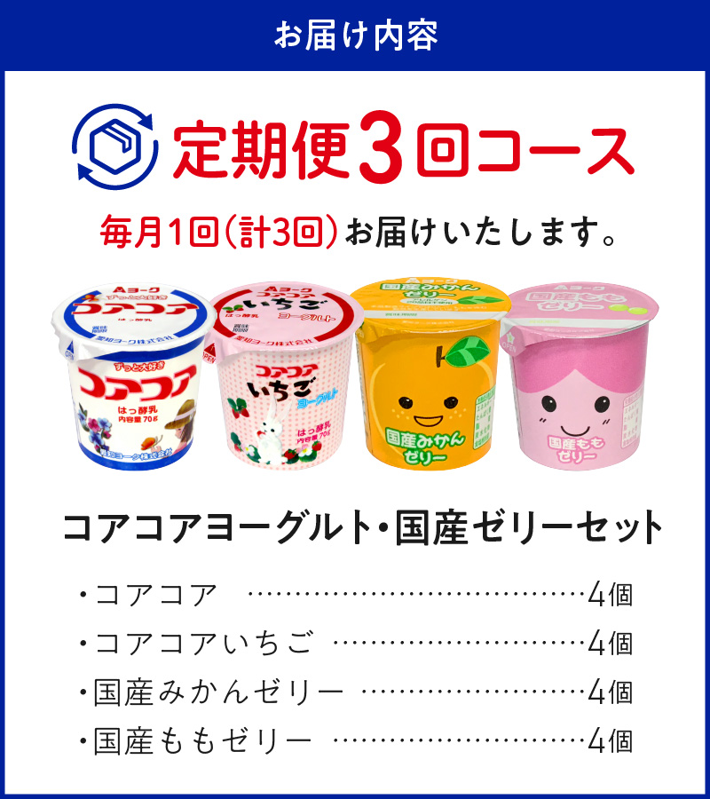 【3ヶ月定期便】愛知ヨーク　コアコアヨーグルト＆国産ゼリーセット　16個入