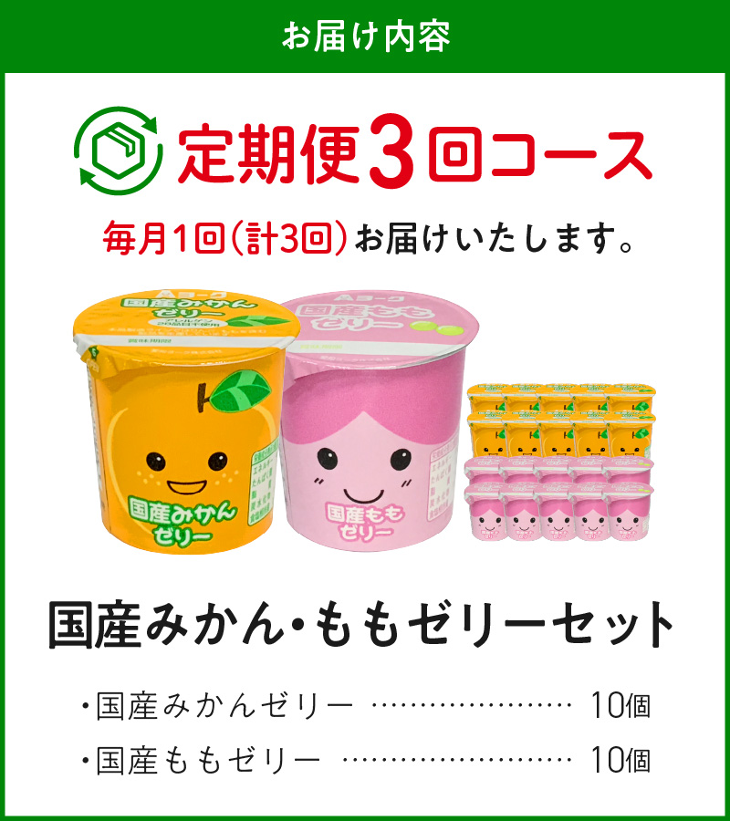 【3ヶ月定期便】愛知ヨーク　国産みかんゼリー・国産ももゼリー　20個入