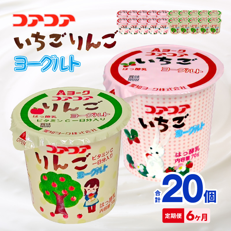 【6ヶ月定期便】愛知ヨーク　コアコアいちご・コアコアりんご　20個入