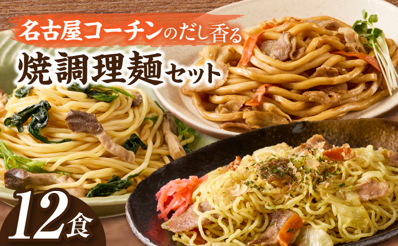 食べ比べセット 名古屋コーチン使用 鶏だし 焼そば 焼うどん 和風パスタ 調理麺 詰め合わせ 冷凍惣菜 ご当地グルメ 簡単調理 麺類セット 家庭用 12食 小牧市 送料無料