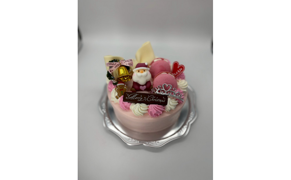 【Le Lis】クリスマスケーキ＜ピンクのデコレーション＞♪とびっきり可愛い芸術デコレーションケーキ5号（4～6名様分）【冷凍でお届け・冷蔵解凍】