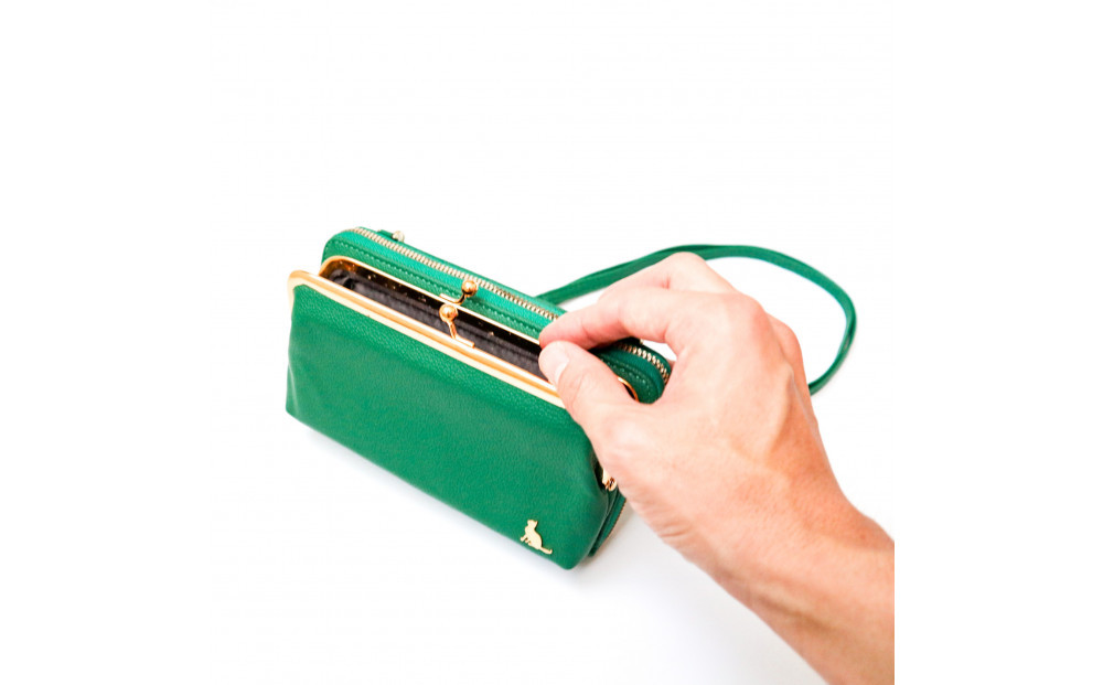 【グリーン】スマホショルダー お財布ショルダー がま口 がま口財布 スマホポーチ スマホポシェット