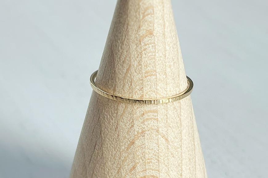 K18 極細スジ リング（ハンドメイド）【10号】