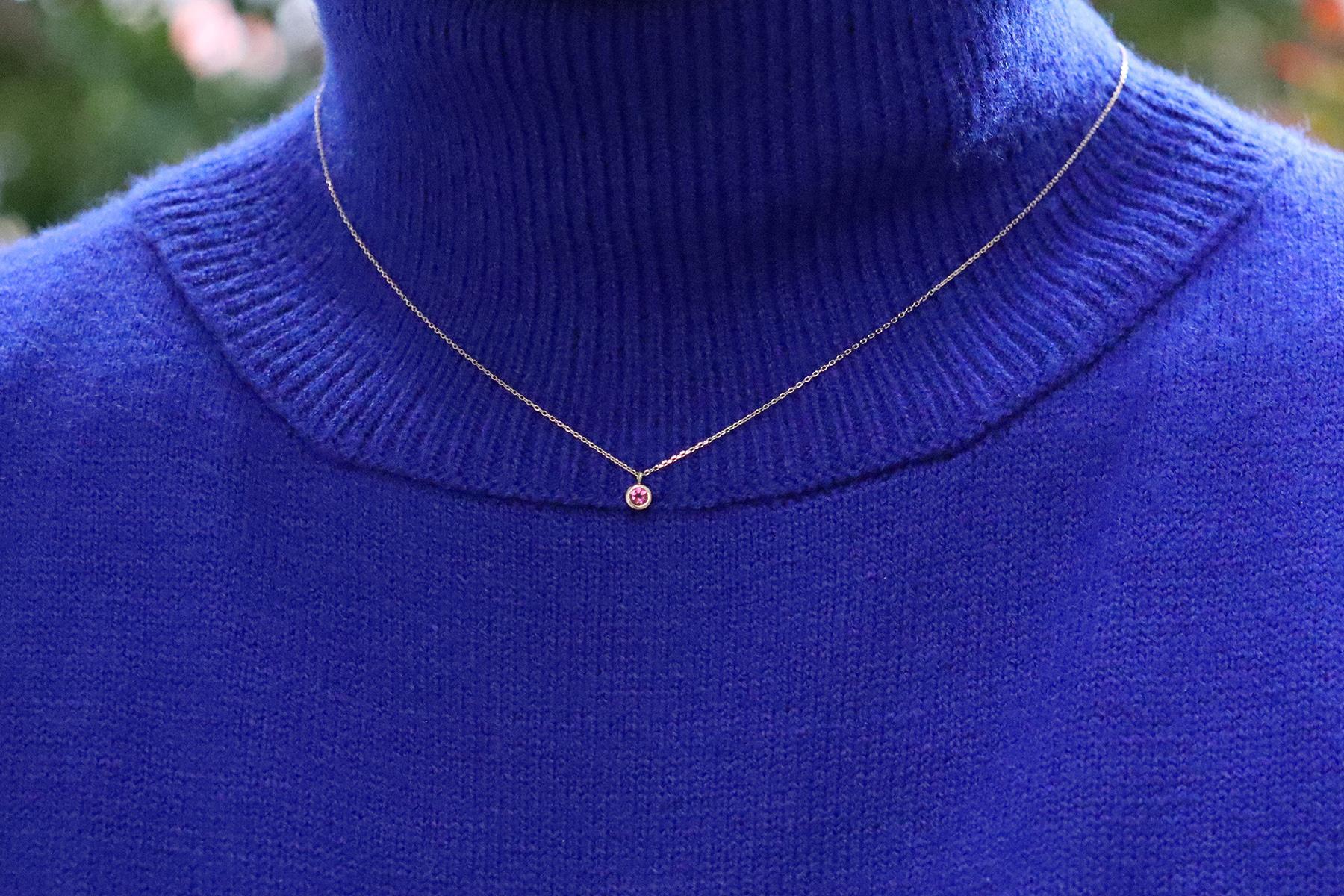 【プレゼント包装付き】誕生石ペンダント（K18 /ハンドメイド）チェーン40cm