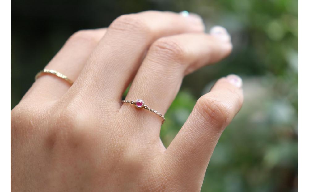 【プレゼント包装付き】K10 誕生石チェーンリング・S