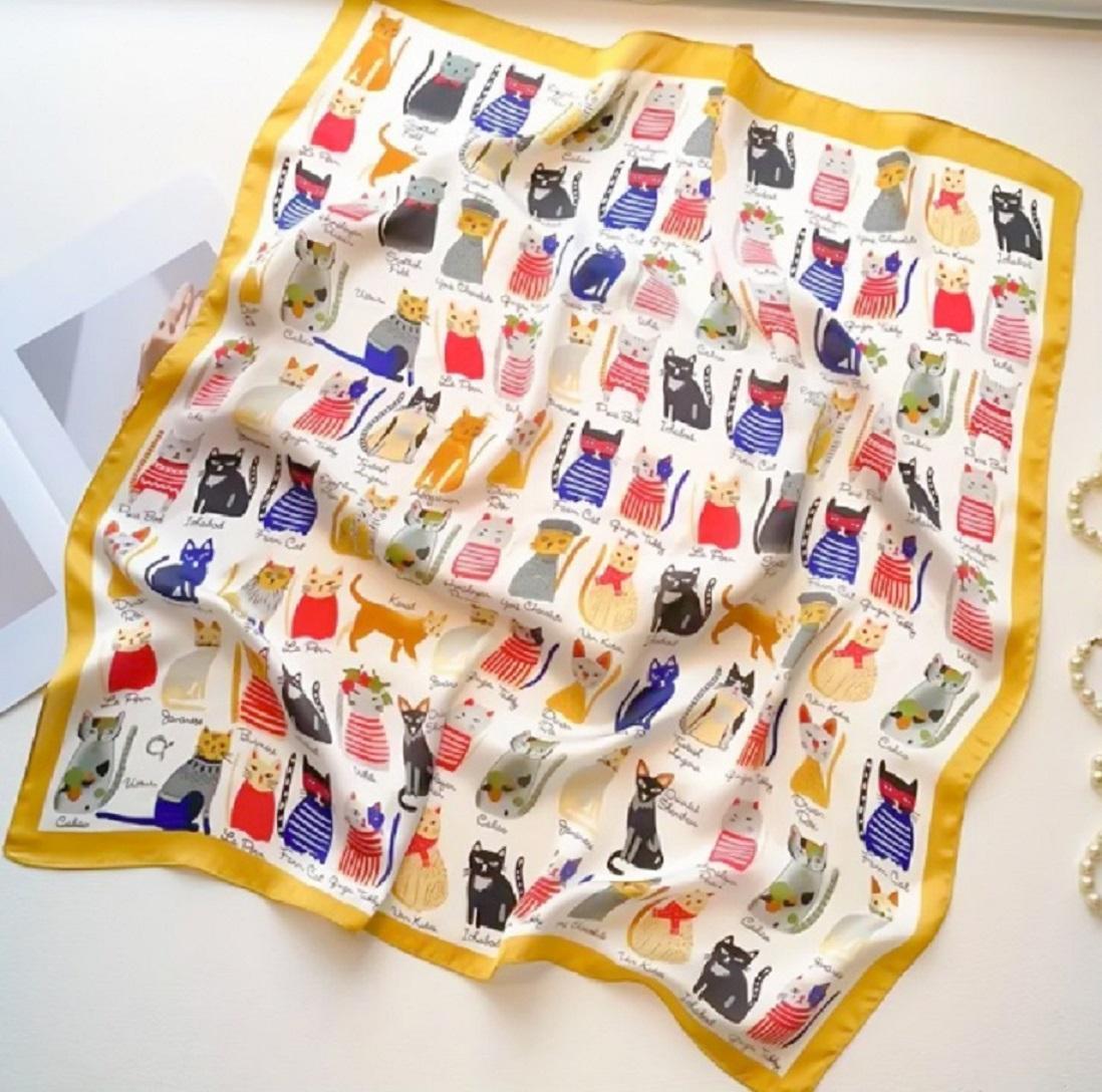 かごバッグ リボン 猫 スカーフ 巾着 インナーバッグ 軽い 夏 浴衣 かばん 大人 可愛い カジュアル カゴバッグ 鞄 イエロー