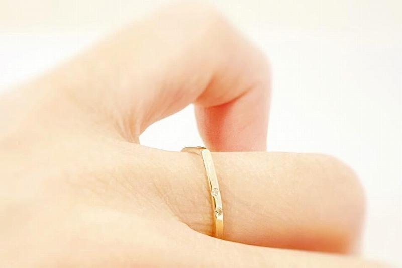 K10 しずく型リング ＊ダイヤ入り＊