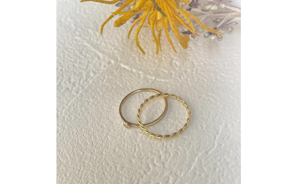 K18 ねじねじリング（ハンドメイド）【サイズ：9号】