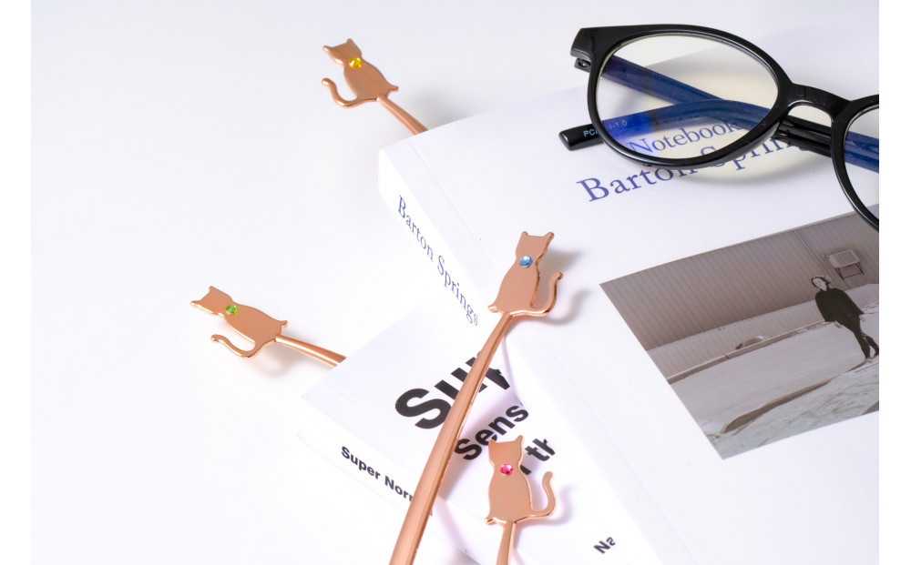 【誕生石ブックマーカー】＜11月 シトリン＞ 猫しおり 読書 おしゃれ 敬老の日 父の日 ブックマーク 栞 ねこ ギフト