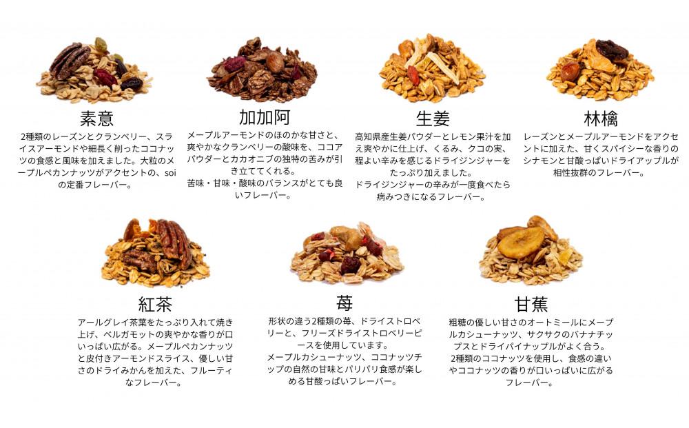 【定期便・全3回】毎月届く  soi 定番グラノーラ７種BOX(２セット)