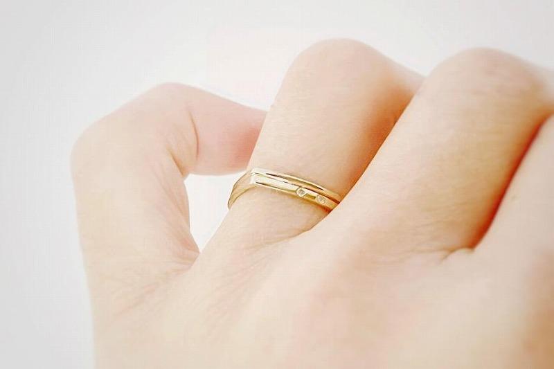 K10 しずく型リング ＊ダイヤ入り＊