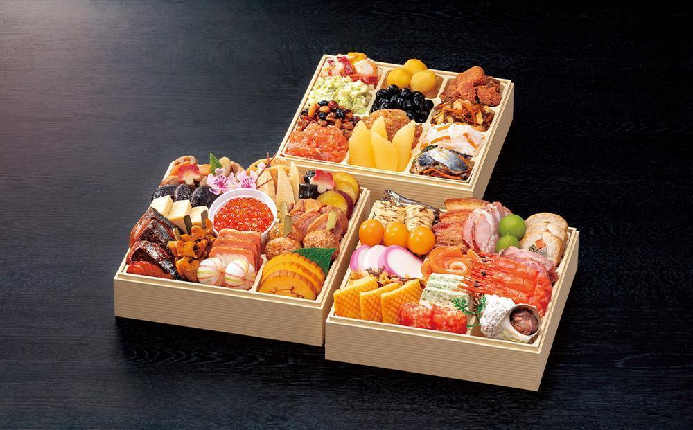 【 玉清屋 】 生おせち 宴 和洋中三段重 45品（3～5人前） 冷蔵発送・12/31到着限定