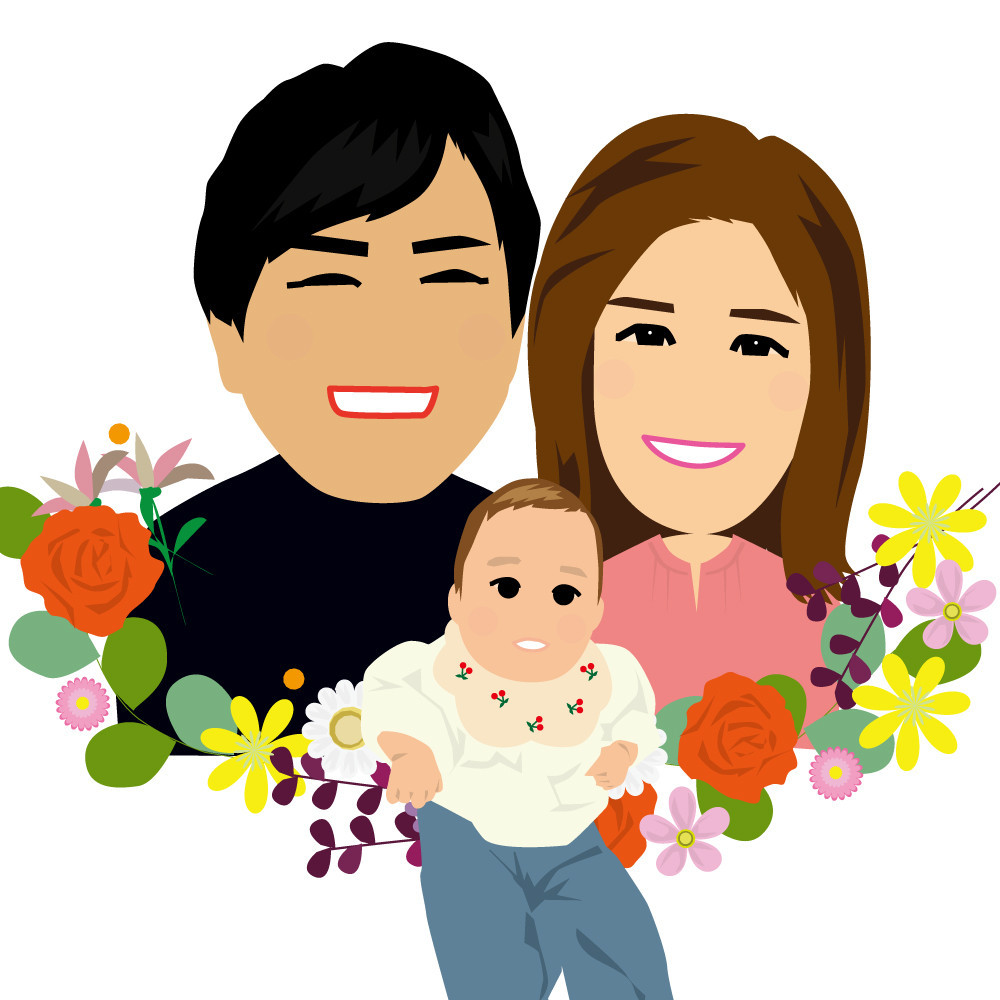 デジタル似顔絵アイコン（３人胸から上）