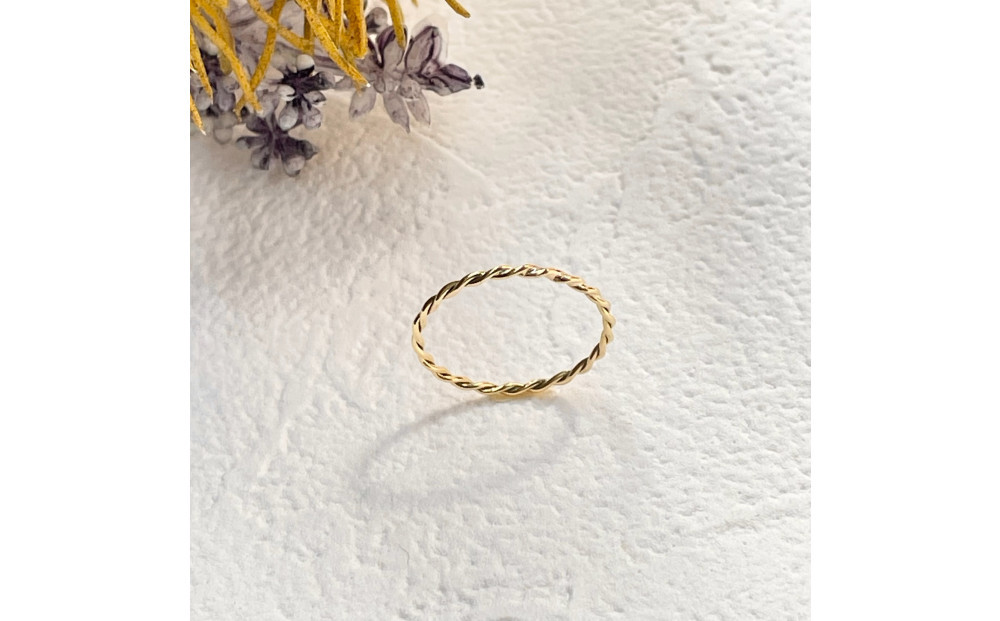 K18 ねじねじリング（ハンドメイド）【サイズ：1号】