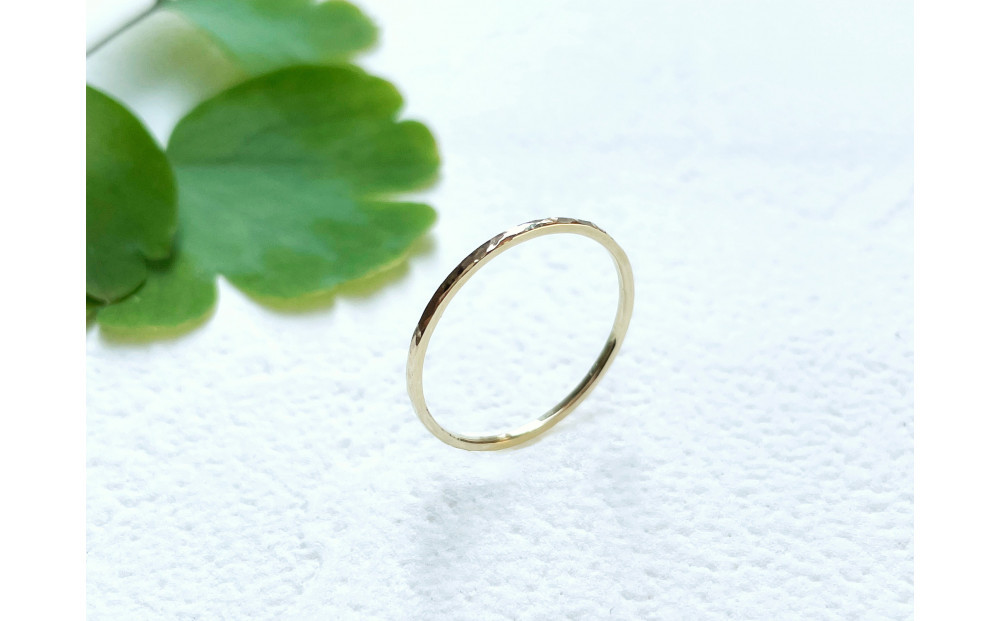 K10 丸つち目 細リング（ハンドメイド）【サイズ：11号】