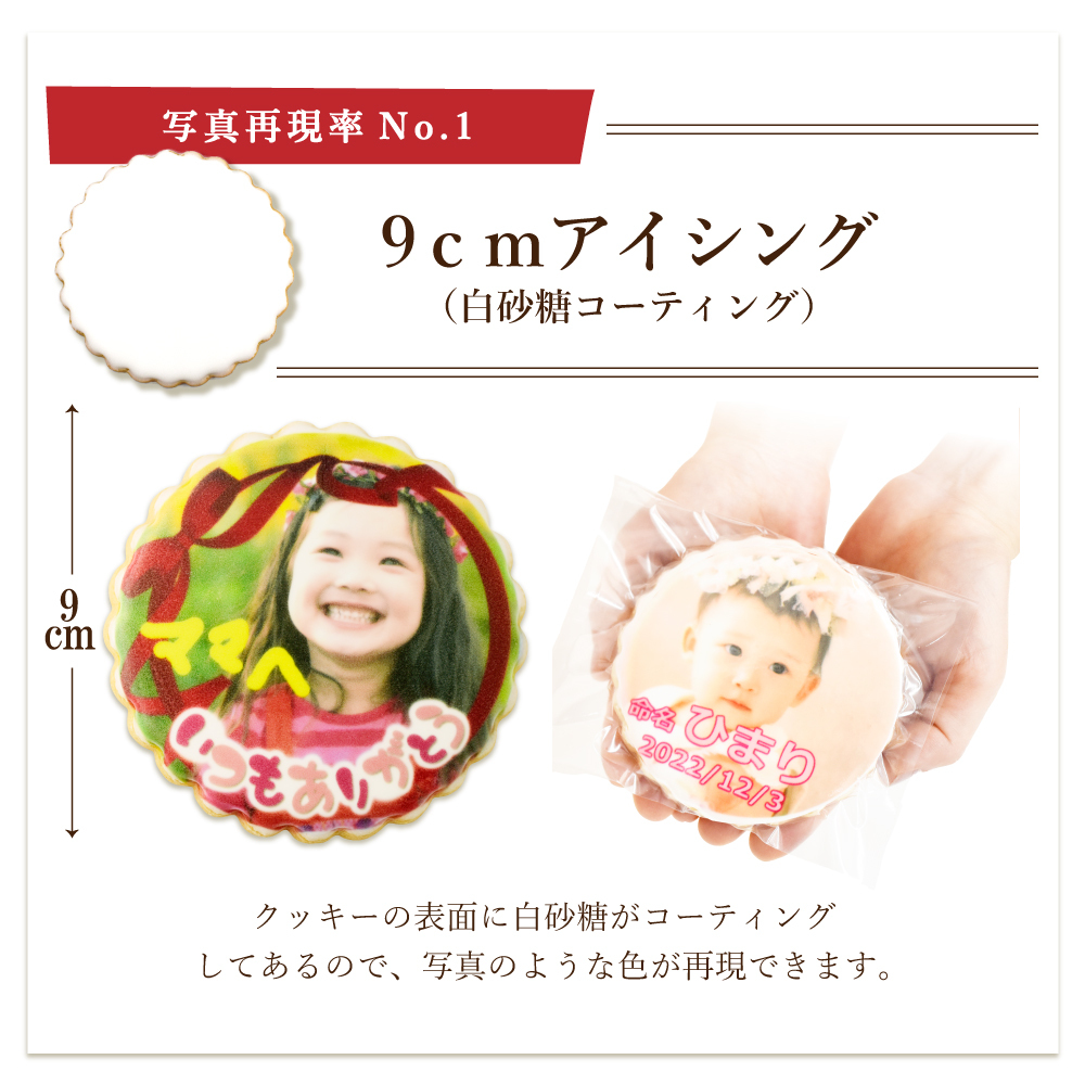 大切な人に『感動してもらえる』美味しい贈り物　＃カフェプリ　フォトクッキー　直径９ｃｍアイシング（白砂糖コーティング）クッキー（１枚あたり50ｇ）２枚（ギフトカード）（1643）