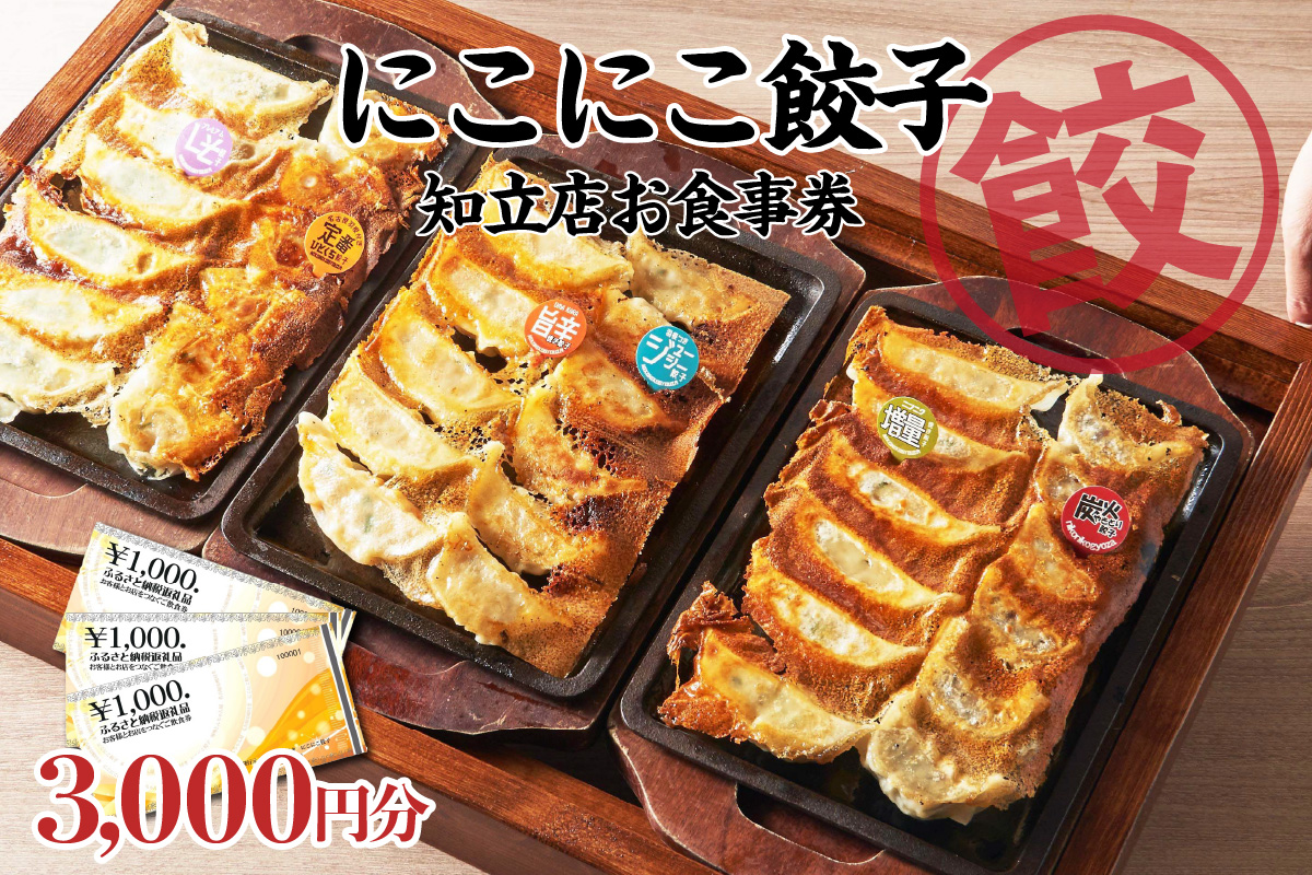 名古屋羽根付き餃子にこにこ餃子知立店のご飲食券　3,000円分（2123）