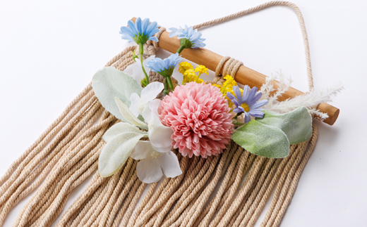 紅茶染めマクラメフラワータペストリー