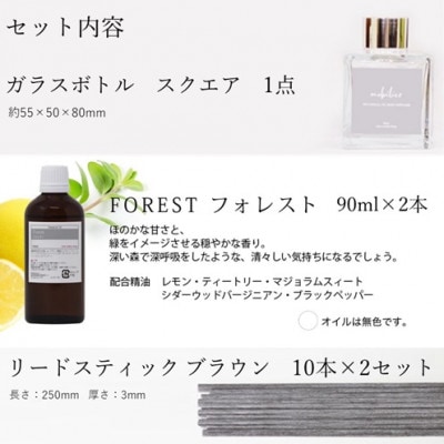 easeリードディフューザー『mobilier』 リフィルセット フォレスト90ml×2・スクエア【配送不可地域：沖縄県】