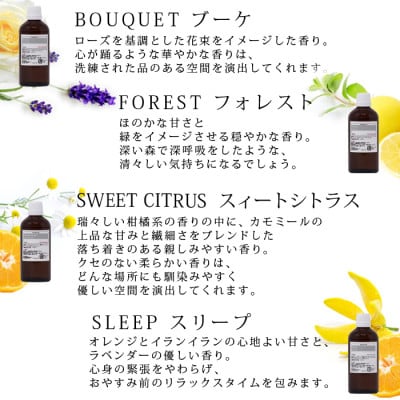 easeリードディフューザー『mobilier』4つの香りリフィルセット　香り彩る空間へ【配送不可地域：沖縄県】