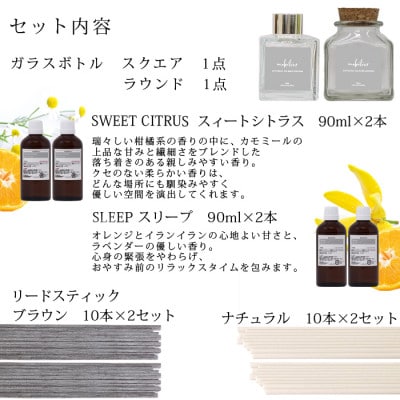 easeリードディフューザー『mobilier』2つの香りリフィルセット　スィートシトラス　スリープ【配送不可地域：沖縄県】