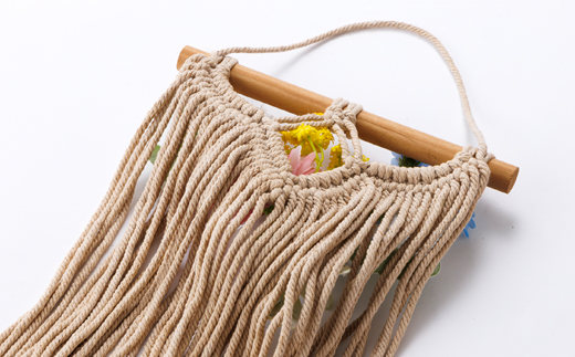 紅茶染めマクラメフラワータペストリー