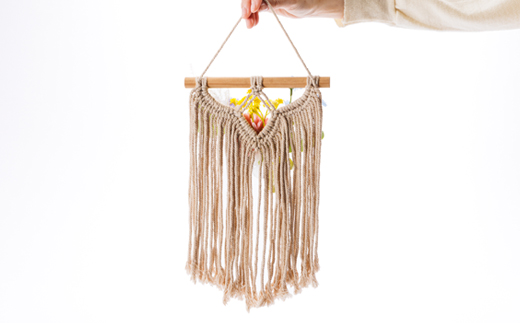 紅茶染めマクラメフラワータペストリー