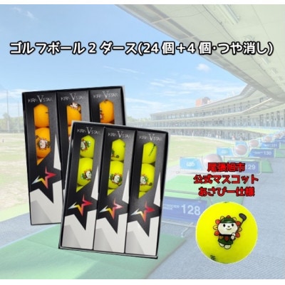 あさぴーロゴ入り  キャスコ キラスターV ゴルフボール(イエロー・オレンジ) 2ダース+4個