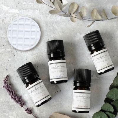 easeブレンドオイル　ファミリアシリーズ4つの香り(5ml×4)+アロマストーンMONOセット【配送不可地域：沖縄県】