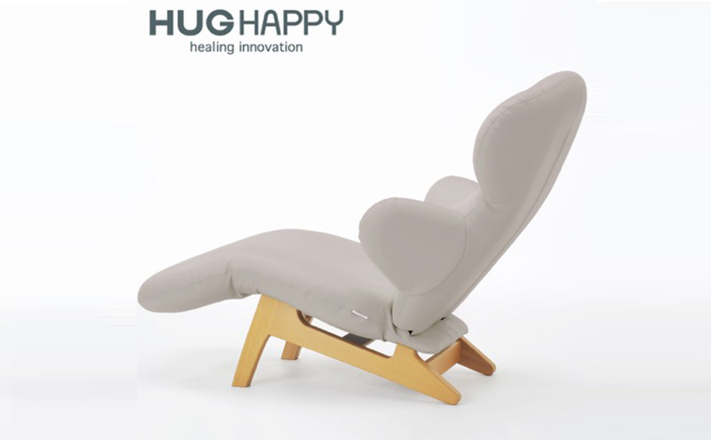 ハグラウンジチェア レザー＋：グレージュ（オットマン一体型 リクライニングチェア）