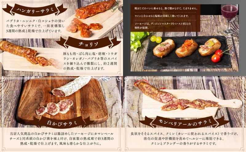 サラミ 4種 セット ゴシック シャルキュトリー ソーセージ ウィンナー ウインナー 燻製 詰め合わせ ギフト 肉 お肉 豚肉 豚 加工食品
